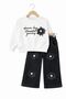 Girl's Sweatshirt and Embroidery Detailed Denim Trousers Set 2620 - 2