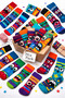 10 Pieces Patterned Striped Sports Fun Cartoon Multicolored Unisex Men's Women's Socks - 5