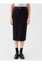 Alita City Lcw Vision Black Plain Midi Women's Skirt with a Difference - 2