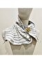 White Triangle Scarf for Women, Scarf, Angora Wool Knitwear Fabric, Chain Detail, Gift - 7