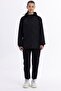 Women's Black Lined Windproof Hooded Pocket Raincoat - 3