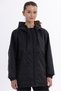 Women's Black Lined Wind Resistant Hooded Sports Raincoat with Pockets - Windbreaker Jacket - 2