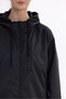 Women's Black Lined Wind Resistant Hooded Sports Raincoat with Pockets - Windbreaker Jacket - 5