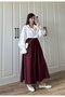 Long Elastic Waist Skirt with Flannel Pockets, Non-See-Through Poplin Fabric Seasonal Skirt (90cm) - 4