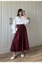 Long Elastic Waist Skirt with Flannel Pockets, Non-See-Through Poplin Fabric Seasonal Skirt (90cm) - 2