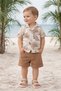 Stylish Leaf Print Shirt Adjustable Waist Slopes Short Sleeve Shorts 2-Piece Set Children and Baby - 2