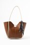 Soft Leather Shoulder Bag with Scarf Detail - 2
