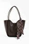 Soft Leather Shoulder Bag with Scarf Detail - 2