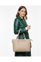 Cream Leather Look Women's Large Size Handbag