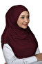 وشاح عمامة جاهز برباط مطوي حجاب حجاب - غطاء صلاة - أحمر كلاريت - 2