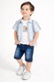 3-Piece Set with Stylish Shirt, Striped Waist, Adjustable Short Sleeves and Shorts Children's and Baby Clothing Special Gu - 2