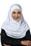 وشاح عمامة جاهز برباط مطوي عملي حجاب حجاب - غطاء صلاة - أبيض