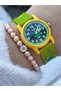 Brand Suitable for Marine Use, With Numbers, Silicone Strap, Green Girl's Wristwatch + Sunglasses - 3