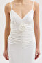 White Rose Detailed and Gathered Strap Dress 2938 R5-D-2 - 6