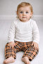 Children's Baby Pajama Set Long Sleeve Brown Plaid - 3