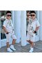 Boy's 3-5 Years Old Hawaiian Linen Shirt and Shorts Set for Holidays - 7