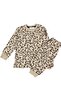 Girls' Pajama Set Brown Butterfly Pattern 100% Cotton Single Jersey Fabric Long Sleeves - 2