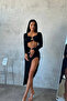 Slit Crop Skirt Set with Glop and Accessories - 5