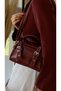 The Moiss Burgundy Color Belt Detailed Women's Hand and Shoulder Bag - 7