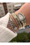 Retro Model in Special Gift Box, Snake Stone Case, Silver Yellow Color Cord, Women's Wristwatch Bracelet