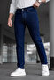 Men's Navy Blue Slim Fit Laser Stretch Fabric Jeans - 3