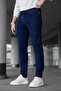 Men's Navy Blue Slim Fit Laser Stretch Fabric Jeans - 4