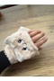 Winter Figured Young Adult Fingerless or Closed Powder Color Fluffy Plush Gloves - 3