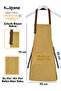 Kitchen Apron Set of 2 Mustard Brown Stain Resistant Water Repellent Fabric Chef Print Dowry Apron - 3