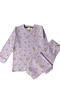 Lilac Flower Pattern Cotton Corded Fabric Fabric Long Sleeve Girls Pajamas Set - 2