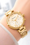 Women's Wrist Watch Steel Cord Steel Case Gold with Stone Bracelet Gift Zmfer045 - 4