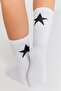 Bamboo Women's Black-White Tennis College Star Patterned Premium Seamless Socks 2-Piece Assortment Pack - 5