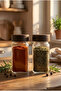 Set of 2 Square Glass Spice Jars with Natural Acacia Lids 120ml - Wooden Kitchen Organizer Jars
