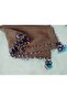 100% Cotton Ezgi Scarf with Floral Pattern Motifs and Beaded Crochet Writing, Kerchief, Mevlit Shawl - 3
