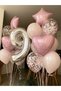 Silver Number 9 Balloon Set Pink Heart Star Confetti Birthday & Special Day Decoration