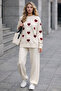 Embossed Embroidered Heart Tricot Set - 3