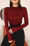 Women's 3-Piece Long Sleeve Half Fisherman Stretch Fabric Combed Cotton Bodysuit - 6