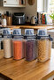 2300ml Set of 4 Unbreakable Food Storage Containers Leakproof Double Seal Large Chamber Lid with Scale - 3