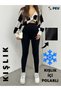 Women's Black Winter Interlock Knitted Tights with Fleece Inside, High Waist Shaping Corset, and Interlock Steel Knitted Leggings - 3