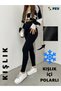 Women's Black Winter Interlock Knitted Tights with Fleece Inside, High Waist Shaping Corset, and Interlock Steel Knitted Leggings - 5