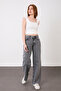 Smoked Super Extra High Waist Palazzo Loose Jeans - 2