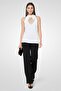 Women Crew Neck Sleeveless Embellished Top, Off White