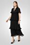 Women Abito Donna Layered Evening Dress, Black - 3