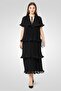 Women Abito Donna Layered Evening Dress, Black