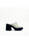 Ice Blue Genuine Leather Platform Heeled Slippers – Stylish Design with 9 cm Height