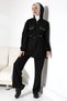 Women's Seasonal Combed Cotton Bottom Top Sports and Comfortable Black Hijab Set - 4