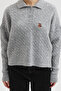 Gray Teddy Bear Embroidered Polo Neck Knitted Sweater 1388 - 6
