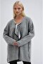 Gray Self-Scarfed V-Neck Casual Knit Sweater 1394 - 4