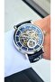 Rym-4853 Automatic Men's Skeleton Model Wristwatch - Steel Case - Leather Strap - 2 Years Warranty Ss-Bl - 2