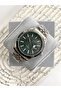 Round Inside Green Silver Steel Men's Wristwatch