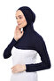 طوق الرقبة وأكمام طويلة باللون الأزرق الداكن - 5